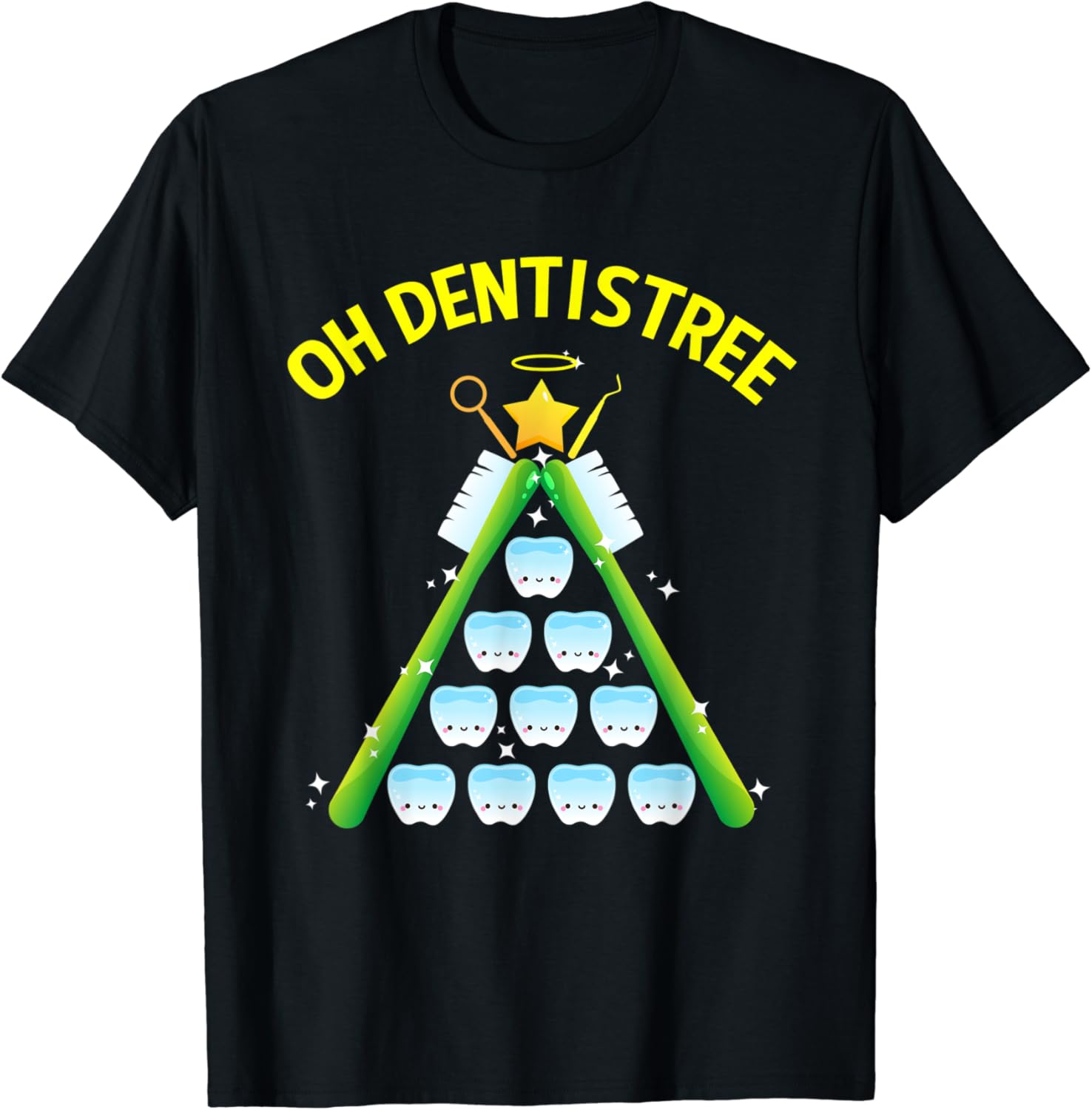 Dentistree Christmas Tree Dental Dentist Santa Floss Gifts TShirt Clothing, Shoes